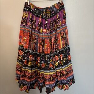 Vtg Y2K Maxi Skirt Tiered Gauze Boho‎ Cottagecore Hippie Artsy Gypsy Size M